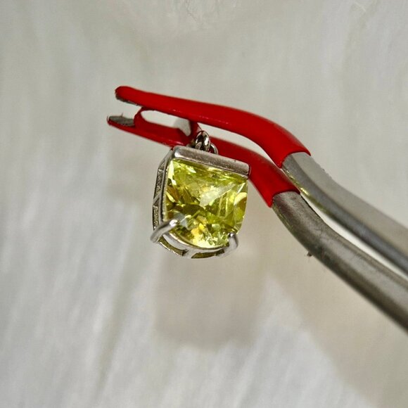 Silver 925 Green Cz Dangle Earrings - Picture 3 of 8